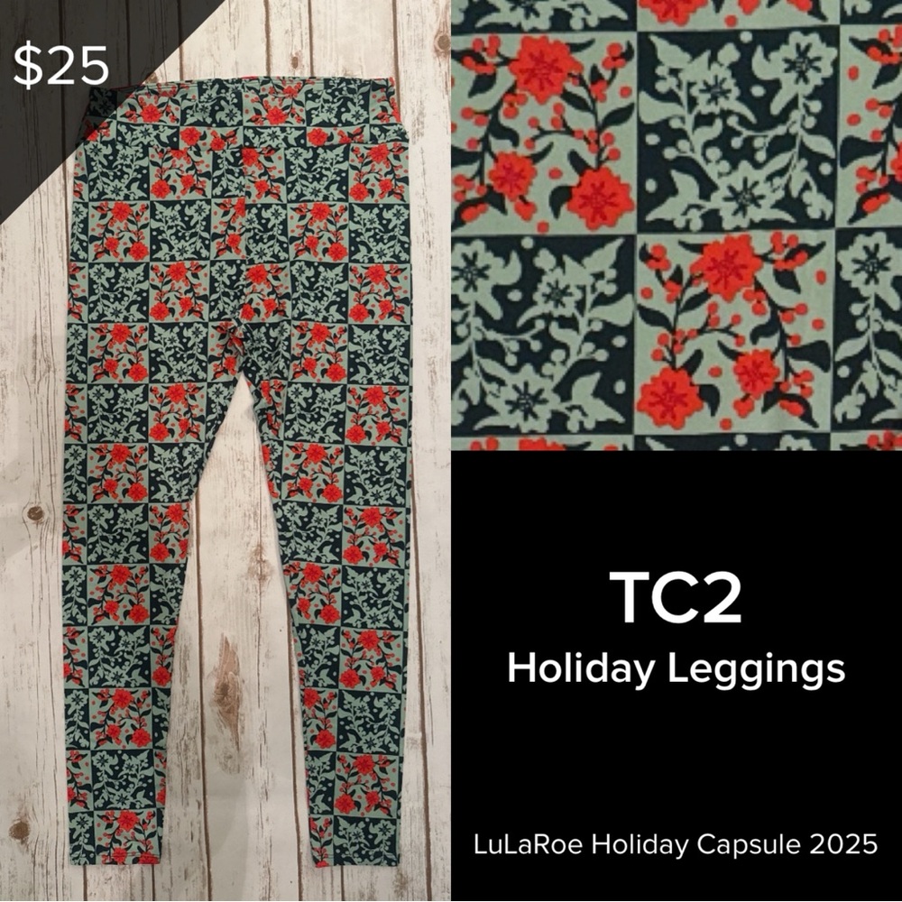 LuLaRoe NEW Leggings Holiday Christmas Capsule 2025 TC2 Tall And Curvy 2 Floral
